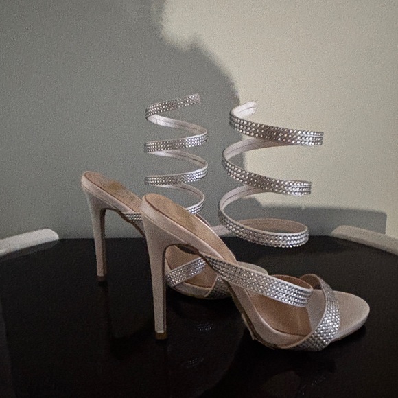 Silver Strappy High Heel Sandals - Picture 2 of 8